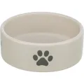 TRIXIE VOERBAK / DRINKBAK HOND POOTMOTIEF KERAMIEK LICHTGRIJS / GRIJS