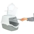 TRIXIE KATTENBAK VICO OPEN TOP MET KAP LICHTGRIJS / WIT