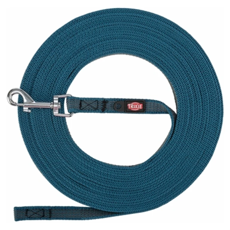 TRIXIE Hondenriem Sleeplijn met Rubber Anti-Slip Petrol Blauw S/M - 1 stuk