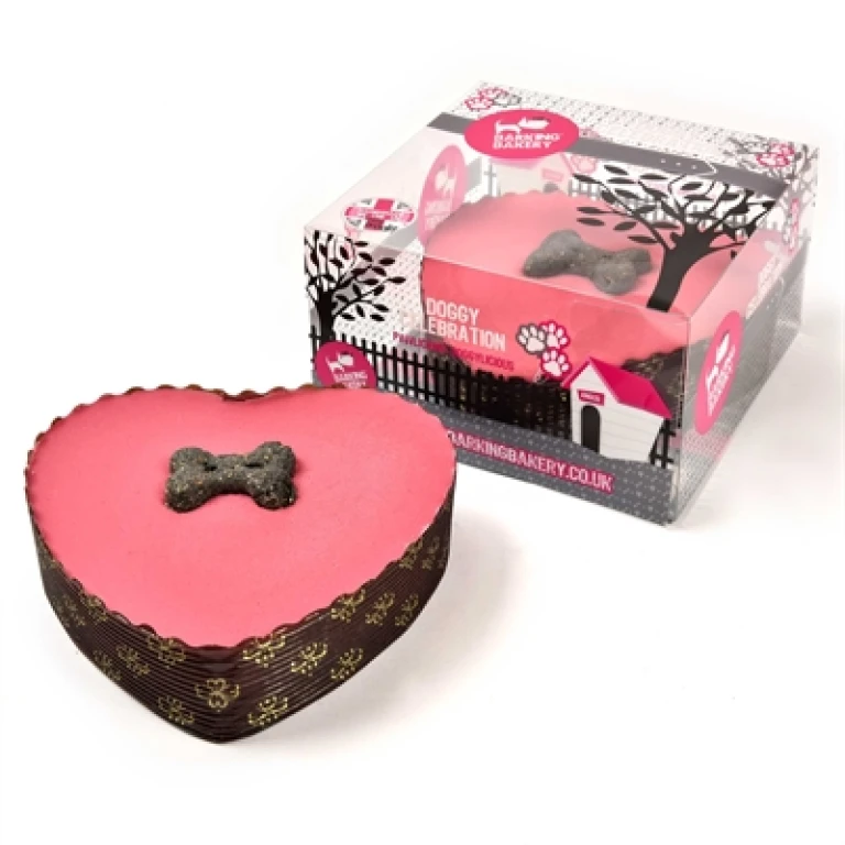 Hondentaart Roze Hart met Yoghurt Topping 1 stuk