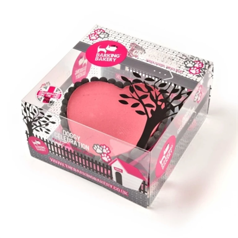 Hondentaart Roze Hart met Yoghurt Topping 1 stuk