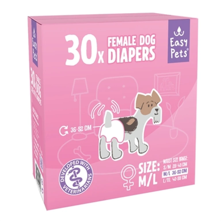 EasyPets Hondenluiers Wit M/L 30 stuks