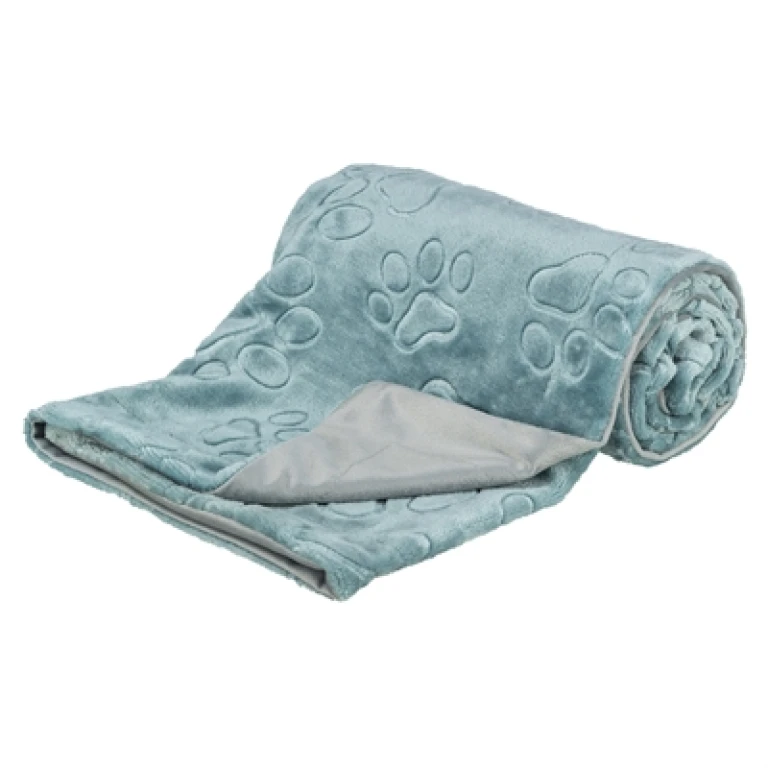 TRIXIE Hondendeken Barry Softpluche Blauw/Grijs - 1 stuk (100x75 cm)