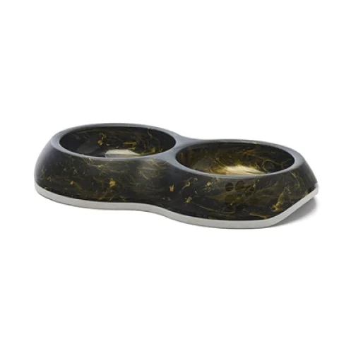 SAVIC VOERBAK DELICE DUBBEL MARBLE ZWART / GOUD