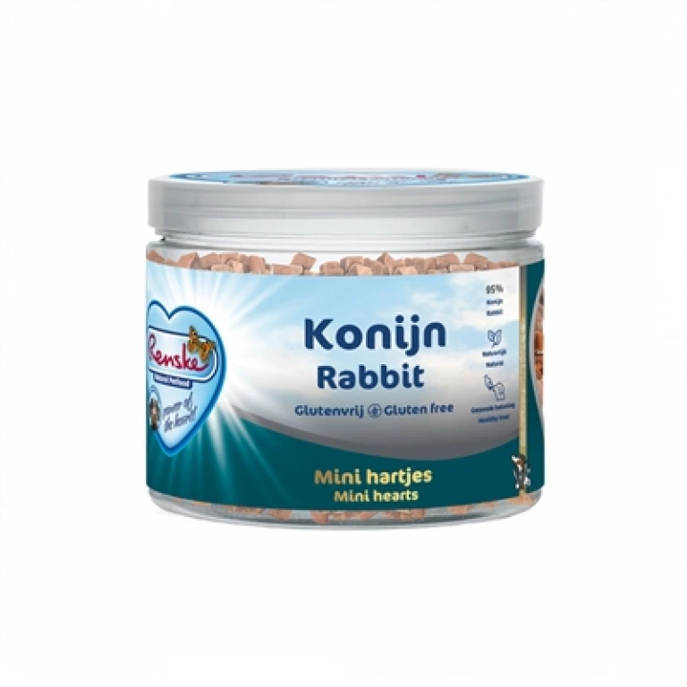 Hondensnacks Konijn Mini Hartjes 100 gram, 1 stuk
