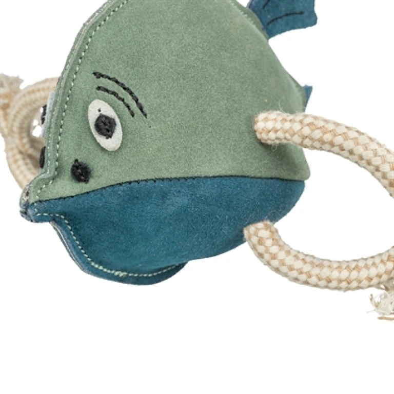 TRIXIE Hondenspeelgoed Vis van Leer met Touw - 28 cm - 1 stuk