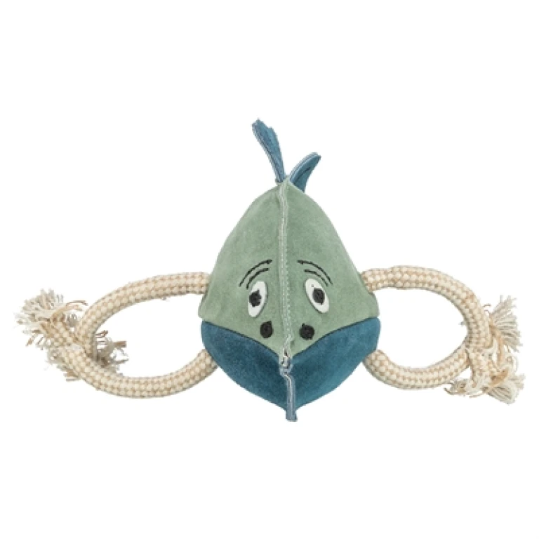 TRIXIE Hondenspeelgoed Vis van Leer met Touw - 28 cm - 1 stuk