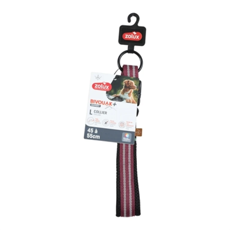 Zolux Bivouak Hondenhalsband Rood - L (45-55 x 3,5 cm) - 1 stuk