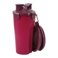 Zolux Bivouak 2-in-1 reisset met voer- en drinkbak voor honden, rood, 1 stuk