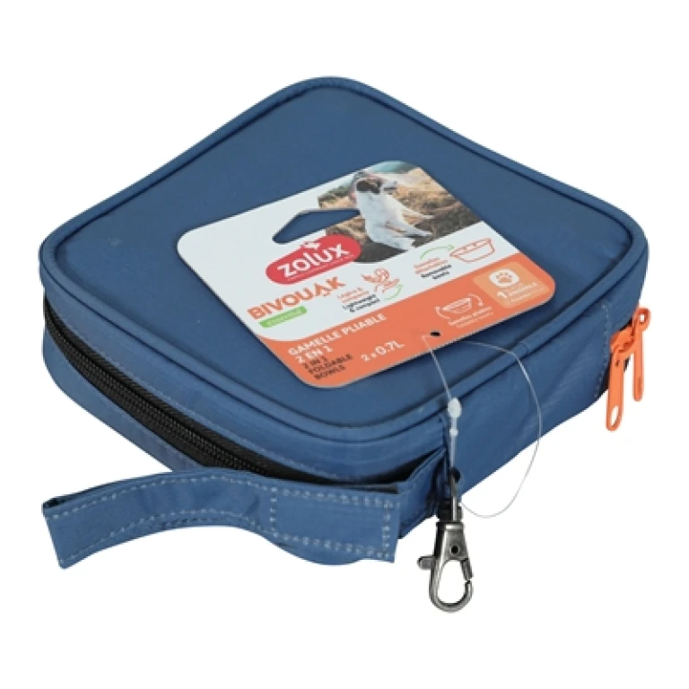 ZOLUX Bivouak 2in1 opvouwbare voer- en drinkbak blauw, 1 stuk