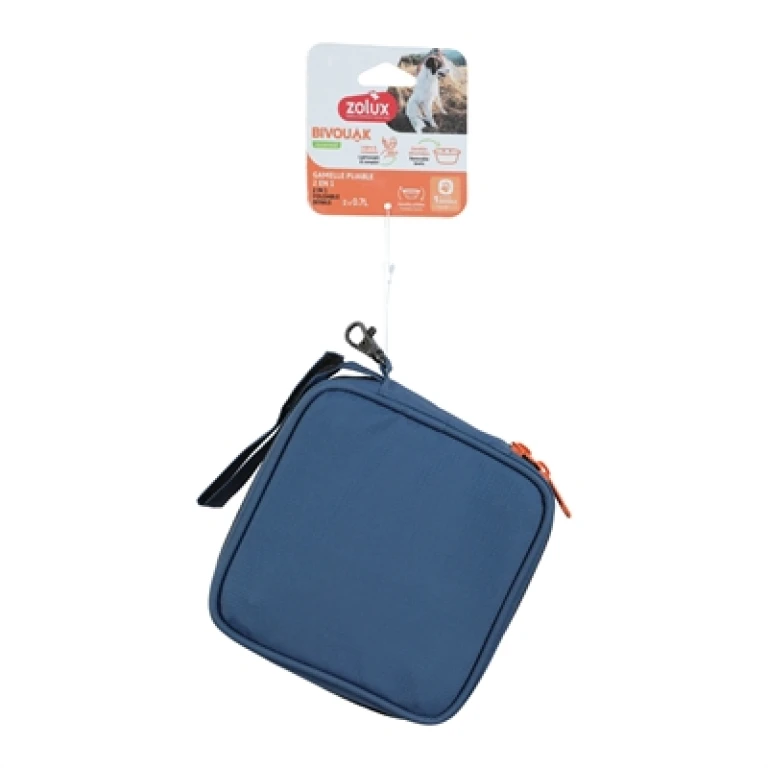 ZOLUX Bivouak 2in1 opvouwbare voer- en drinkbak blauw, 1 stuk