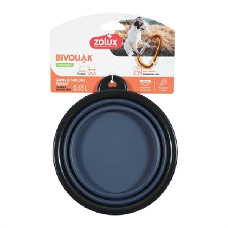 ZOLUX Bivouak opvouwbare voerbak siliconen blauw - 1 stuk
