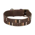 TRIXIE HALSBAND HOND RIVET RUSTIC VETLEER DONKERBRUIN