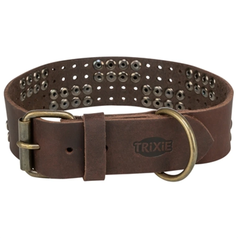 Trixie Rivet Rustic Hondenhalsband Vetleer Donkerbruin XL - 1 stuk