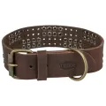 TRIXIE HALSBAND HOND RIVET RUSTIC VETLEER DONKERBRUIN