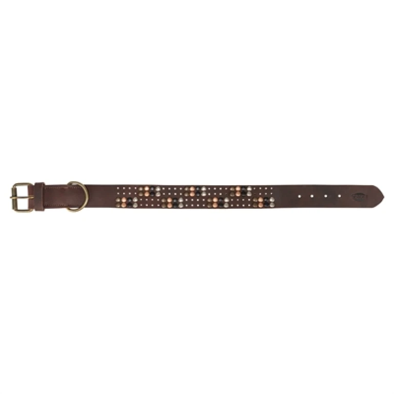 Trixie Rivet Rustic Hondenhalsband Vetleer Donkerbruin XL - 1 stuk