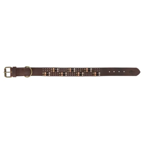 TRIXIE HALSBAND HOND RIVET RUSTIC VETLEER DONKERBRUIN