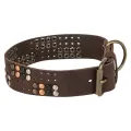 TRIXIE HALSBAND HOND RIVET RUSTIC VETLEER DONKERBRUIN