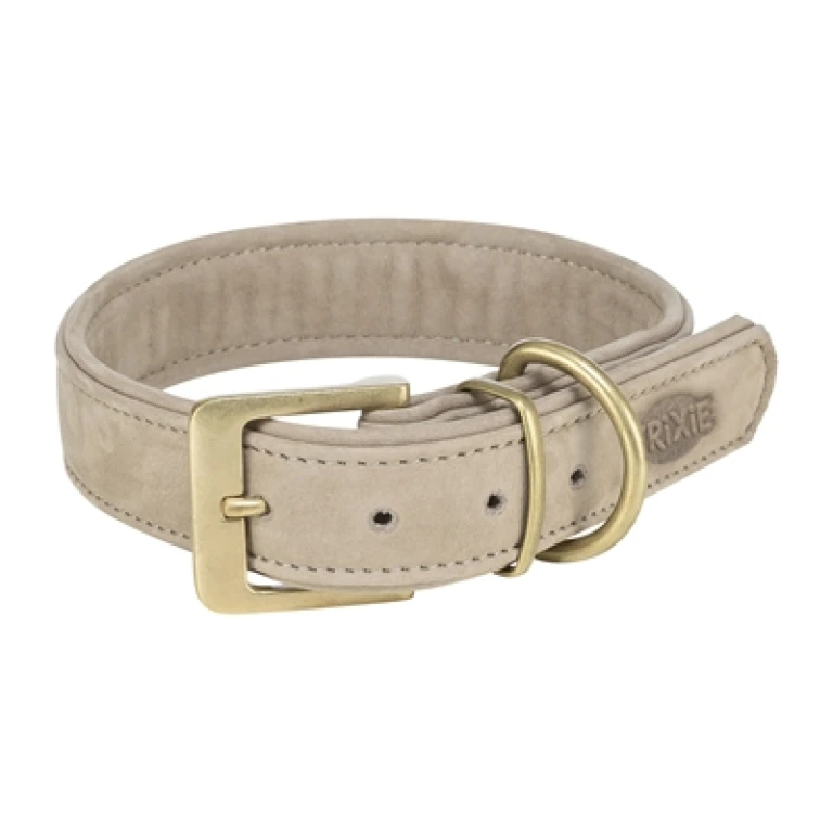 TRIXIE Hondenhalsband Pure Leer Lichtgrijs Maat L - 1 stuk