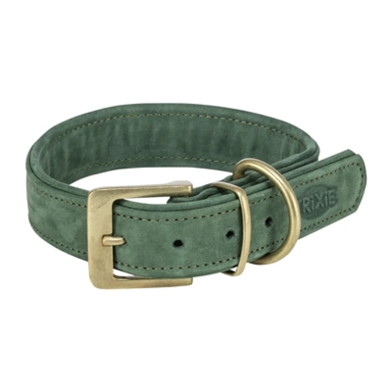 TRIXIE Hondenhalsband Pure Leer Saliegroen L (47-54 cm) - 1 stuk