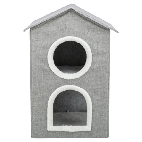 TRIXIE KATTENMAND / KATTENHUIS NORA SOFT 2 VERDRIEPINGEN LICHTGRIJS