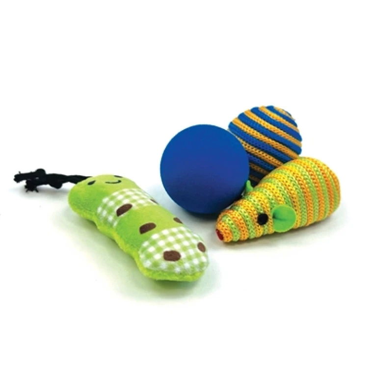 Happy Pet Tabby Patch Rups Katten Speelgoed Set van 4
