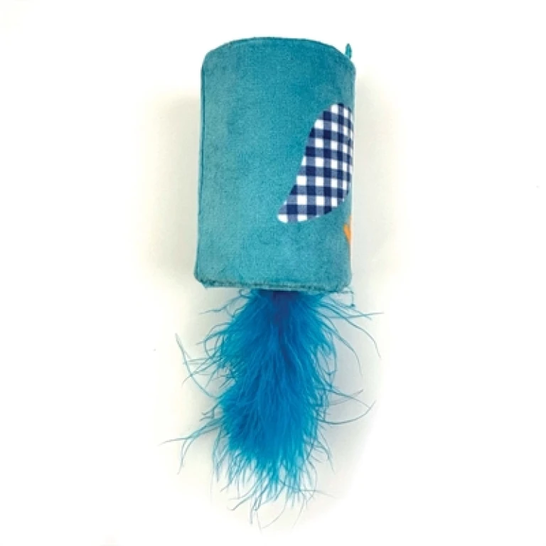 Happy Pet Tabby Patch Vogel Ratel en Roller Speelgoed Blauw - 1 stuk