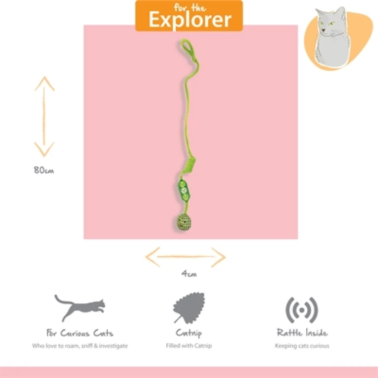 Happy Pet Tabby Patch Erwten Bungee Katten-speelgoed - 1 stuk