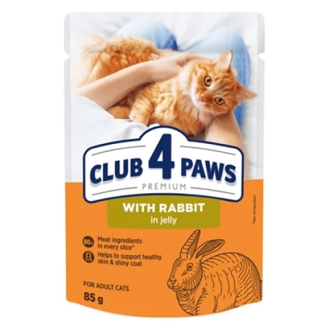 CLUB 4 PAWS PREMIUM ADULT POUCH KONIJN IN GELEI