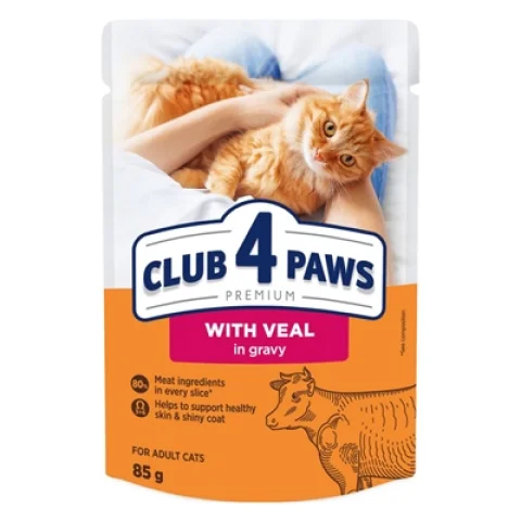 CLUB 4 PAWS PREMIUM ADULT POUCH KALF IN SAUS