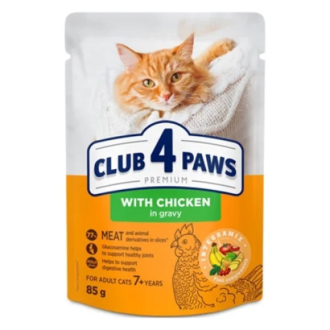 CLUB 4 PAWS PREMIUM SENIOR 7+ POUCH KIP IN SAUS