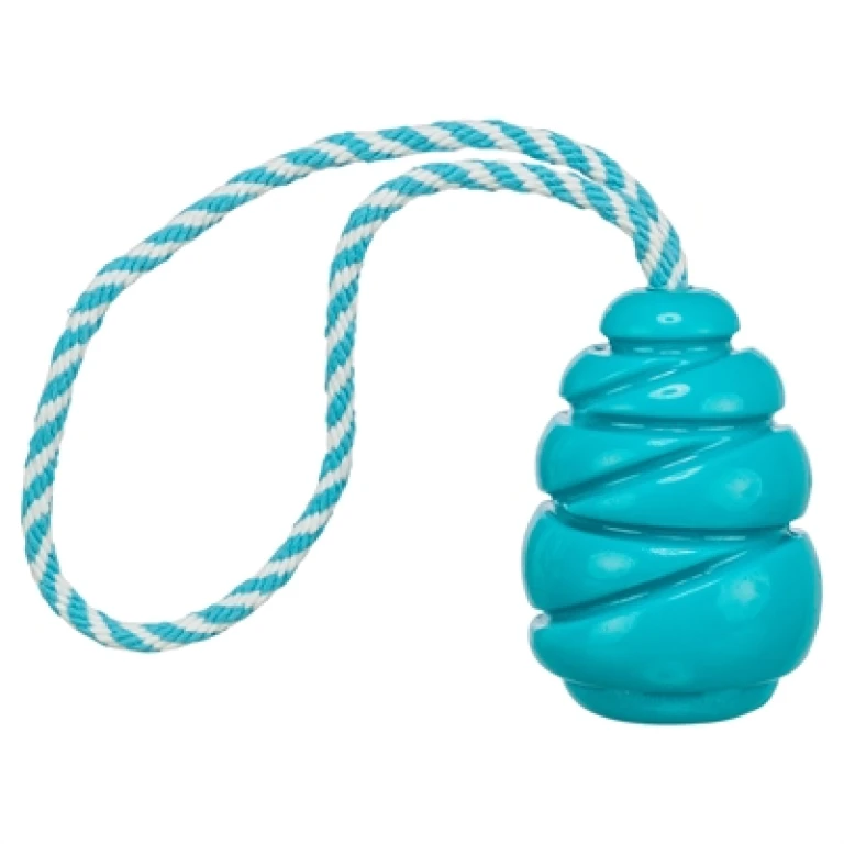 TRIXIE Jumper Kegel Hondenspeelgoed met Touw - Petrol - 1 stuk