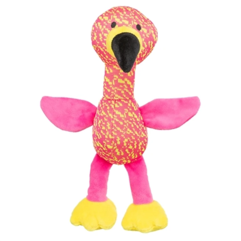 TRIXIE Flamingo Hondenspeeltje van Stof - Roze/Geel - 1 stuk