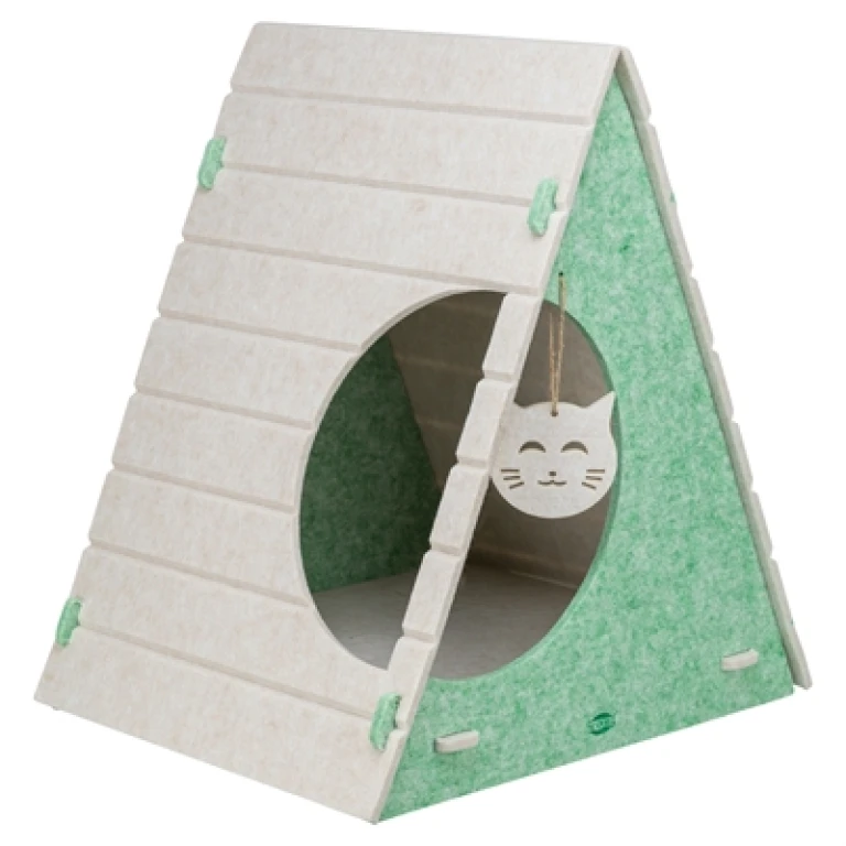 TRIXIE Kattenmand Speelbox Lucy Driehoekig Vilt Groen - 1 stuk
