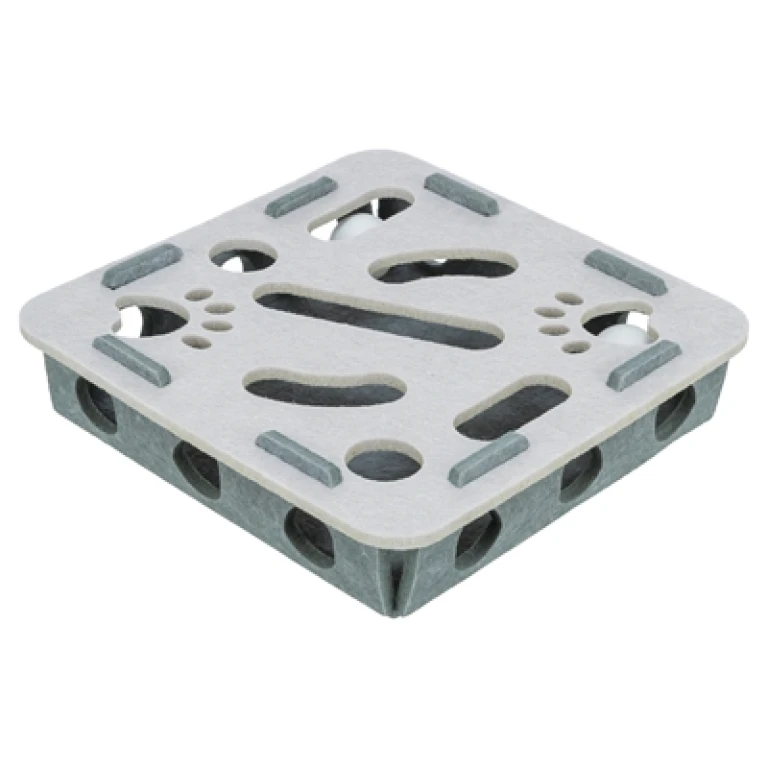 TRIXIE Hole'n'Roll Box interactief kattenspeelgoed vilt grijs - 1 stuk