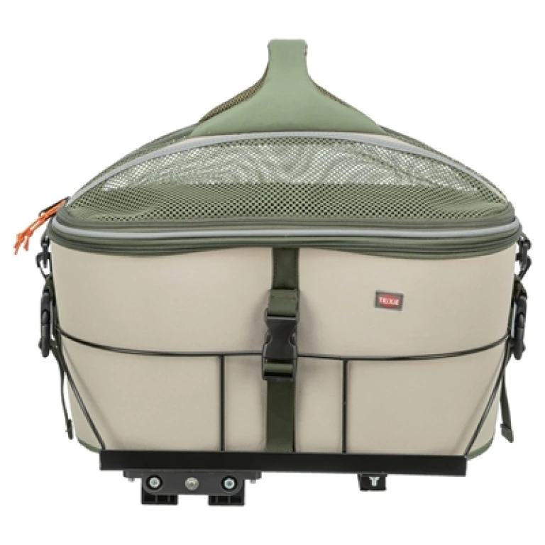 Hond fiets mand polyester olijfgroen beige 46x33x40 cm