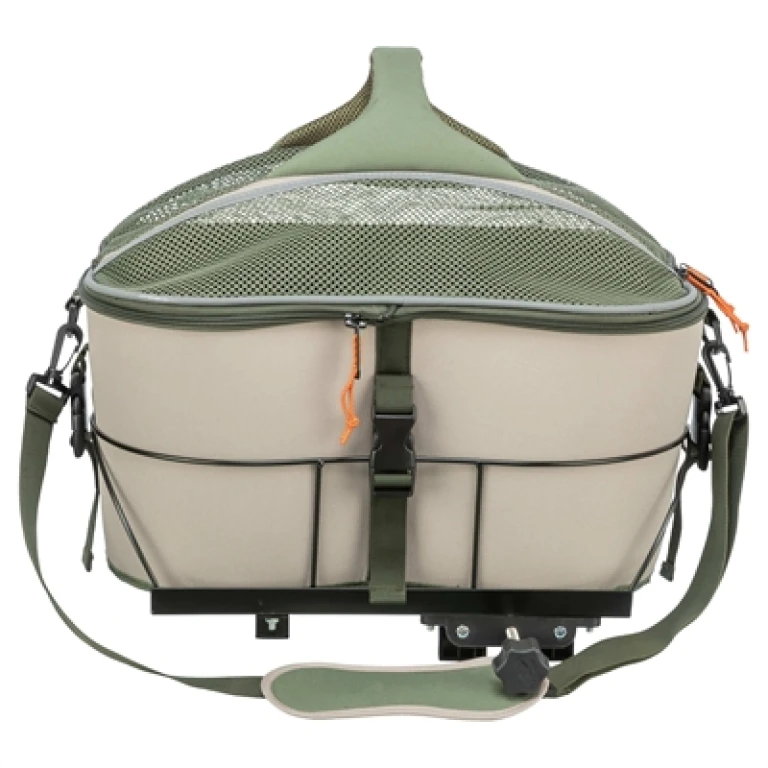 Hond fiets mand polyester olijfgroen beige 46x33x40 cm
