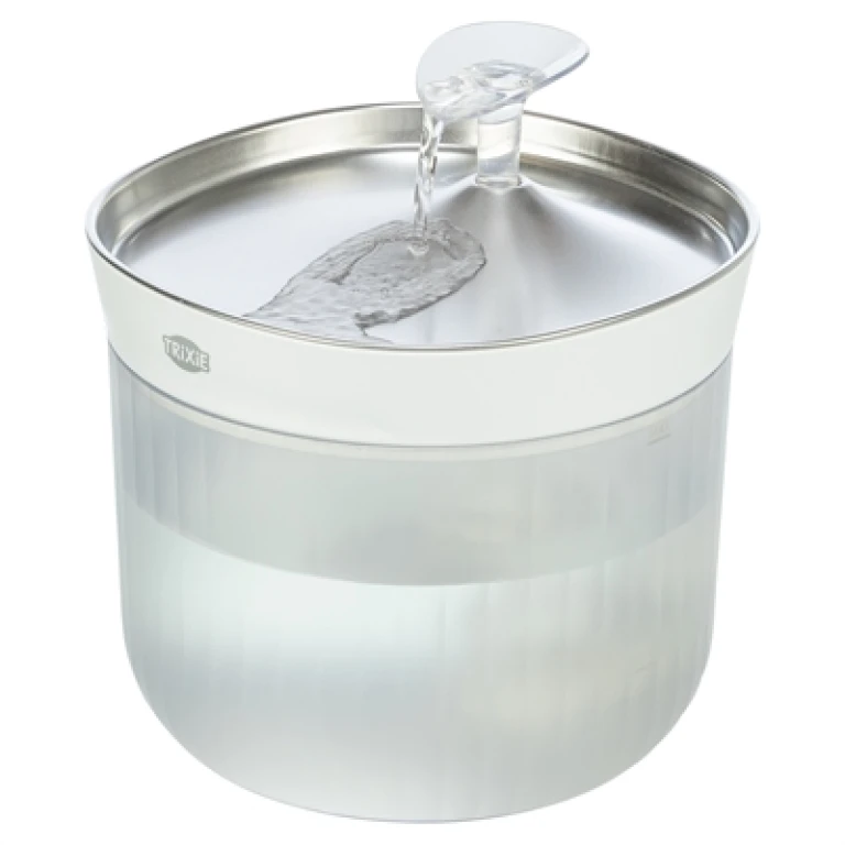 TRIXIE Aqua Clear Drinkfontein RVS/Kunststof Wit - 1 stuk