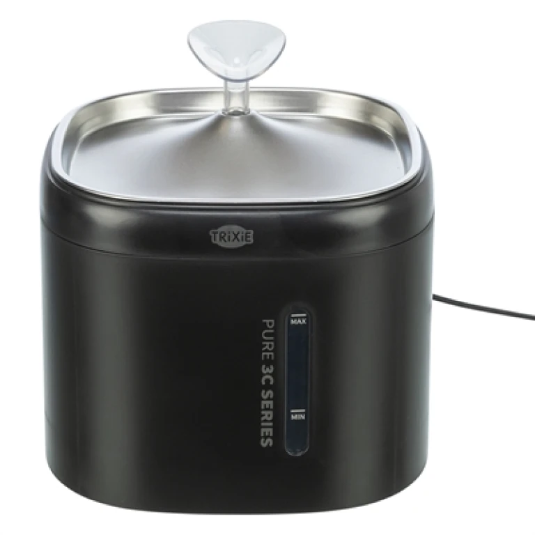 TRIXIE Aqua Pure Drinkfontein voor Honden - RVS/Kunststof, Zwart, 1 stuk
