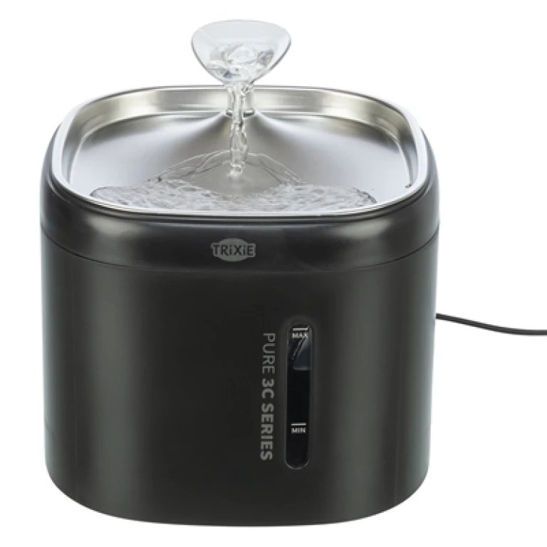 TRIXIE Aqua Pure Drinkfontein voor Honden - RVS/Kunststof, Zwart, 1 stuk