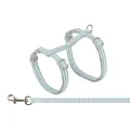 TRIXIE KATTENTUIGJE MET RIEM RETRO MOTIEF GRIJS / BLAUW