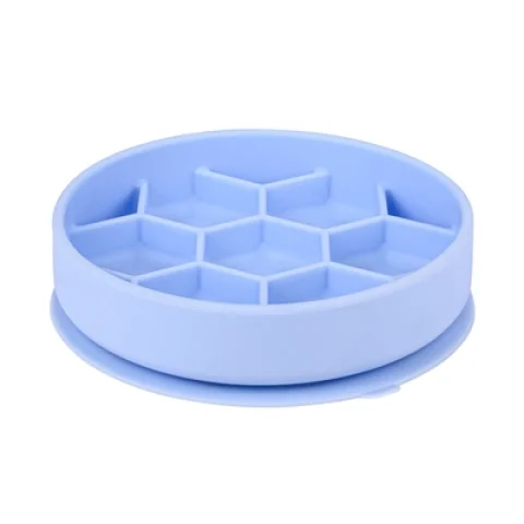 ZOLUX VOERBAK HOND SLOW FEED MET ZUIGNAPPEN SILICONE BLAUW