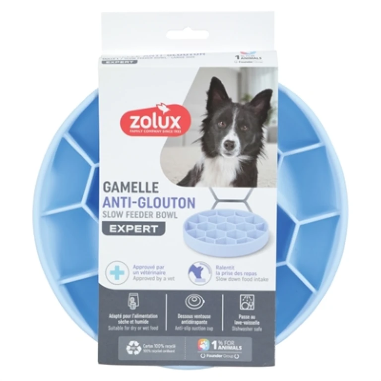 ZOLUX Slow Feed Voerbak voor Hond met Zuignappen - Blauw - 1 stuk
