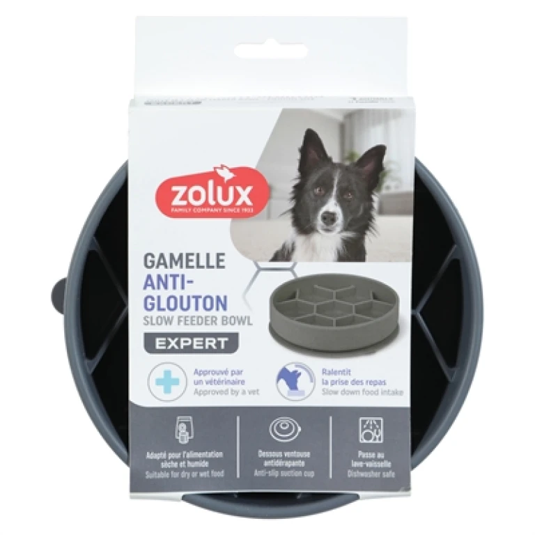 Zolux Slow Feed Voerbak voor Honden met Zuignappen - Grijs - 1 stuk