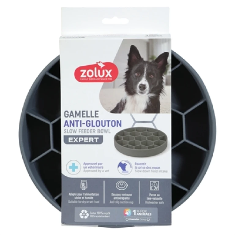 Zolux Slow Feed Voerbak voor Hond met Zuignappen, Silicone, Grijs, 1 stuk