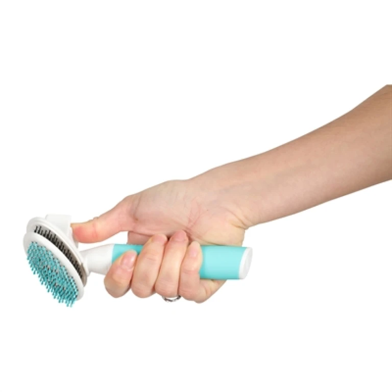 Zolux Anah Slickerborstel voor Puppy - Zacht - Blauw/Wit - 1 stuk