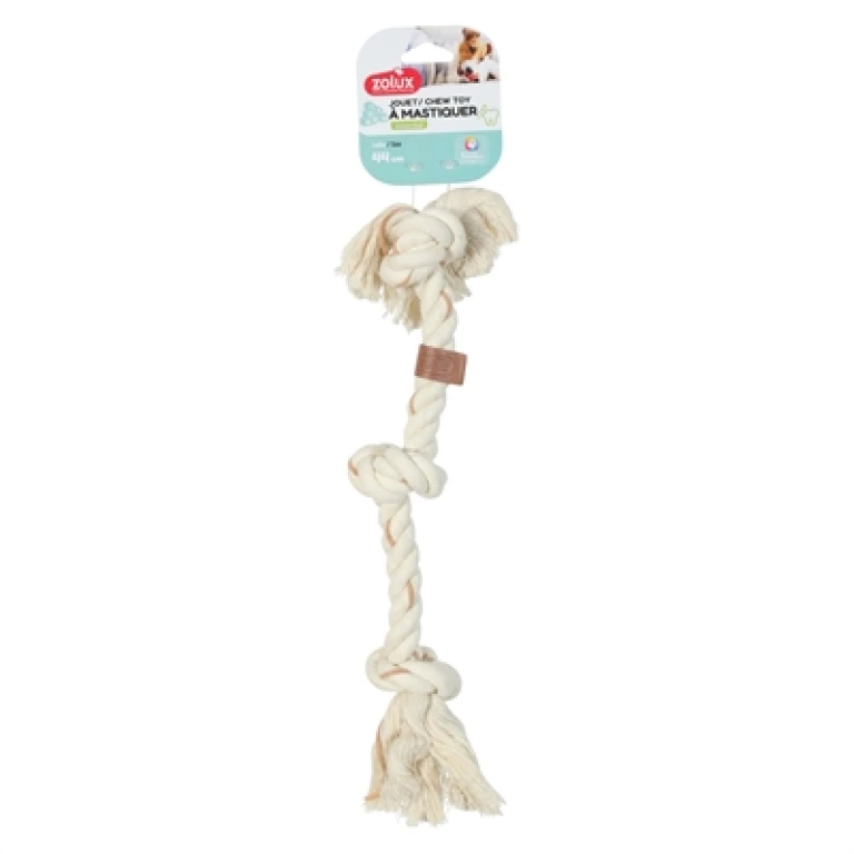 Hondentrainingsspeelgoed Flostouw Leather Touch 3 Knopen 1 stuk