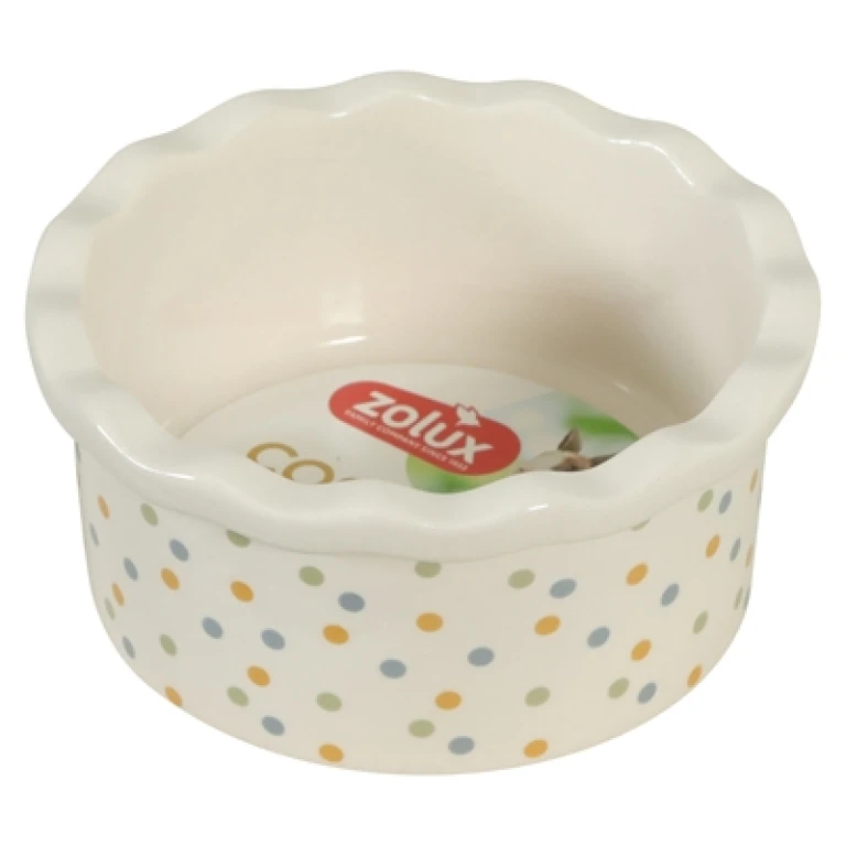 Zolux Cosy Voerbak Keramiek Gestipt Wit - 1 stuk
