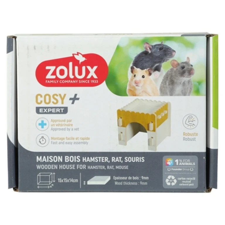 Zolux Knaagdierhuis Cosy voor Hamster, Rat en Muis - Hout - 1 stuk