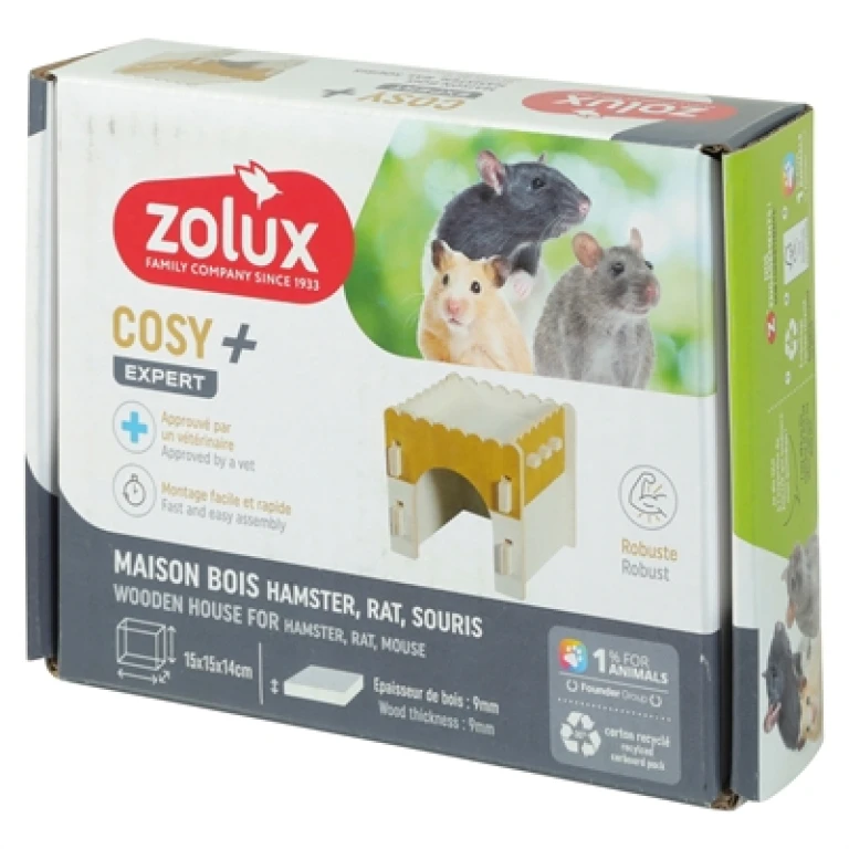 Zolux Knaagdierhuis Cosy voor Hamster, Rat en Muis - Hout - 1 stuk